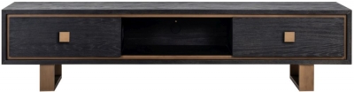 Hunter Black Oak Extra Large TV Unit with Gold Trim