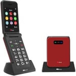 TTfone TT760 Flip 4G Big Button Mobile Phone for the Elderly with Emergency Assistance button Unlocked Basic Mobile Phone (Red, with Dock Charger)