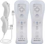 2x 2 en 1 Manette Wiimote Motion Plus intégré et Nunchunk QUMOX compatible pour Nintendo Wii et Wii U -QUMOX® blanche