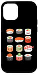 Coque pour iPhone 12/12 Pro Visages de sushis kawaii mignons type japonais de suchi amateur de nourriture