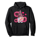 Leopard Gnome Sunflower and Pencil Valentines Day Teacher Pullover Hoodie