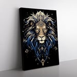 Leo Zodiac Line Art Canvas Print for Living Room Bedroom Home Office Décor, Wall Art Picture Ready to Hang, 76x50 cm (30x20 Inch)