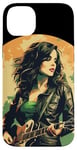 Coque pour iPhone 14 Plus Cool Irish Rock Girl avec guitare électrique pour garçons et filles