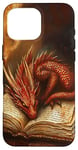 iPhone 16 Pro Max Aesthetic Gothic Red Dragon Reading Book Painting Bookish Case