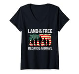 Womens Land of the Free Because of the Brave Memorial Veterans Day V-Neck T-Shirt