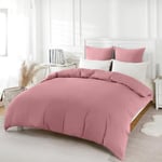 REDKEY Bedding Housse de Couette 200x220 cm avec 2 Taies d'oreiller 80x80 cm - Rose Lotus Parure de Lit 2 Personnes avec Fermeture Éclair - Sets de Housse Couette en Microfibre