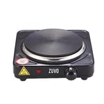 1500W Single Hot Plate - Black Ring Stove Hob - Portable & with Adjustable Thermostat - Cast Iron Heating Plate - Best for Cooking - Zuvo