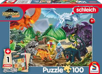 Schmidt Spiele 56565 Eldrador, Battle for The Super Crystal, Puzzle pour Enfants de 100 pièces, avec Une Figurine Schleich Originale, Multicolore