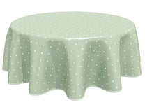 Home Direct Round Oilcloth PVC Wipe Clean Tablecloth Table Cover 140cm 55" Stars Sage Green