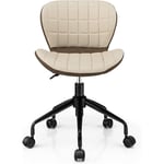 GOPLUS Chaise de Bureau sans Accoudoirs avec Hauteur Reglable 72-79 CM, Chaise de Bureau en Lin Ergonomique a 5 roulettes, Chaise Style Simple