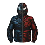 Barn Pojkar Venom Jacka Full Zip Rolig Hoodie Kappa Huva Mask Ytterkläder (6-7 År Blå Röd)