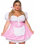 Flirtig rosa och vit Oktoberfest-klänning - plusstorlekar