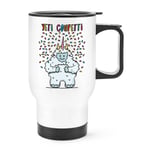 Yeti Confetti Travel Mug Cup With Handle - Funny Unicorn Animal Thermal Flask