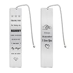 Jzxwan Nanny Gifts for Women, Personalized Nanny Gift Ideas, Unique Christmas Bookmark to Best Nanny, I Love My Favoritie Nanny Valentines Day Present