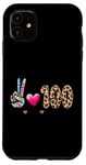 Coque pour iPhone 11 Peace Love 100 Days Of School Cœur léopard