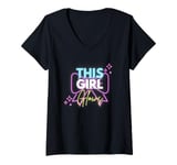 Womens This Girl Glows For Kids Tie Dye Bright Colors 80's and 90's V-Neck T-Shirt