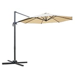 Outsunny Parasol déporté octogonal inclinable parasol rotatif 360° avec pied en croix 8 beleines manivelle inclus châssis alu. acier Ø 3 x 2,5H m beige