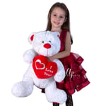 Ours Avec Coeur I Love You 60cm Grande Doux Peluche Blanc Souple Big Plush XL