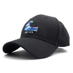 Baseball Cap Unisex Adjustable Wave Embroidery Baseball Cap Hat Cotton Cap Black