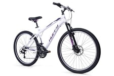 Huffy Extent Women's Mountain Bike 26 Inch Wheels 18 Gears Gloss White & Purple Front Suspension