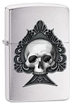 Zippo - Tête de Mort en Forme d'as - Image en Couleur - Chrome brossé - Briquet tempête, Rechargeable, dans Une boîte Cadeau de qualité 200-085729 Taille Unique