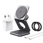 KU XIU Wireless Charger for Samsung, Foldable Magnetic 3 in 1 Wireless Charging Station for Galaxy S24 Ultra S23 S22 Note Z Fold Flip, for Galaxy Watch Ultra 7 6 5 4, for Galaxy Buds