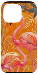 Coque pour iPhone 13 Pro Flamant rose orange - Motif tropical rose