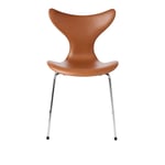 Fritz Hansen - 3108 Liljan, Läder, Grace Walnut - Matstolar - designer_arne_jacobsen - Brun - Läder/Metall/Trä