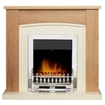 Adam Chilton Fireplace in Oak & Cream with Blenheim Electric Fire in Chrome, ...