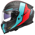 LS2, Casque Moto Intégral Vector II Carbon Grid Matt Red Cyan, XS