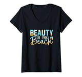 Womens Beauty In The Beach Relaxing Seaside Escape V-Neck T-Shirt