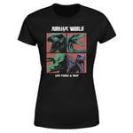 Jurassic Park World Four Colour Faces Women's T-Shirt - Black - XL