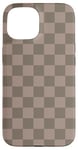 Coque pour iPhone 15 Beige, motif damier, carreaux