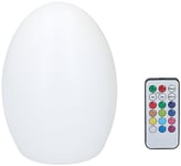 GRUNDIG LED Table Lamp in Egg Shape - RGB Lamp - Battery Operated Table Lamp - with Remote Control - Various Light Colours and Modes - Timer Function from 4 to 8 Hours - Plastic - White