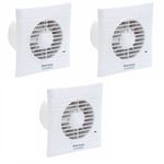 3 x Vent Axia 441626 100HT Lo-Carbon Silhouette Extract Fan Humidistat & Timer