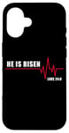 Coque pour iPhone 16 He is Risen – Jesus Heartbeat Pulse Christian Faith EKG