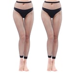 Aomig Collants Résille Femme, Sexy Élastique Collants, Taille Haute Filets Bas Résille, Cuisse Haut Bas Collants(Noir)