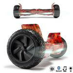 Hoverboard 8.5 Pouces Tout-Terrain Avec Sac Et Télécommande - Autonomie 12 Km, Vitesse 12 Km/H, Moteur Puissant, Charge Max 120kg, Batterie Longue Durée, Rouge Flamme