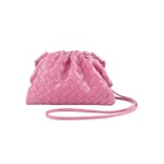 Pu vävd väska Satchel Cloud Mini läder clutch väska rosa färg