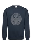 Loose Fit Sweat With Owl Print - Go Blue Knowledge Cotton Apparel