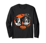 Halloween Border Collie Dogs Cute Witch Dog Pumpkin Bat Long Sleeve T-Shirt