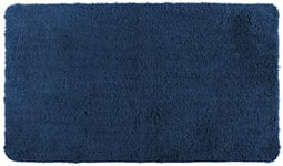 WENKO Tapis de Bain Belize Bleu Marine 55 x 65 cm Tapis de Bain, sûr, Moelleux, sans Peluches Bleu