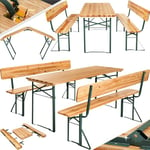 TecTake® Ensemble de Table de Jardin et Banc en Bois de Brasserie Salon de Jardin Pliable et Peu encombrant, avec Support Parasol, Mobilier de Jardin pour Pique Nique Réceptions Barbecue Mariage