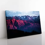 Big Box Art Purple Light Upon Mountain Tops in Abstract Canvas Wall Art Print Ready to Hang Picture, 76 x 50 cm (30 x 20 Inch), Blue, Black, Blue, Plum