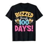 Buzzed Through 100 Days Teacher Girl Kid 100th Day of School T-Shirt