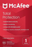 McAfee Total Protection 2023 | 1 appareil | Logiciel antivirus de sécurité Internet | VPN illimité | Abonnement d'un an | Par la poste (l'emballage peut varier)