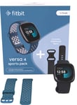 Fitbit Versa 4 smartwatch bundle (svart/safir)