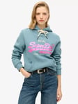 Superdry Embellished Vintage Logo Graphic Hoodie, Aegean Blue