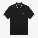 Fred Perry Men's Single Tipped Fred Perry Polo Shirt - Black/Champagne - 38 /S