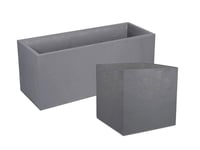 Pack Jardinière Rectangulaire 100 X 40 X 43,5 Cm + Jardinière Carrée 40 Cm - Gris Galet